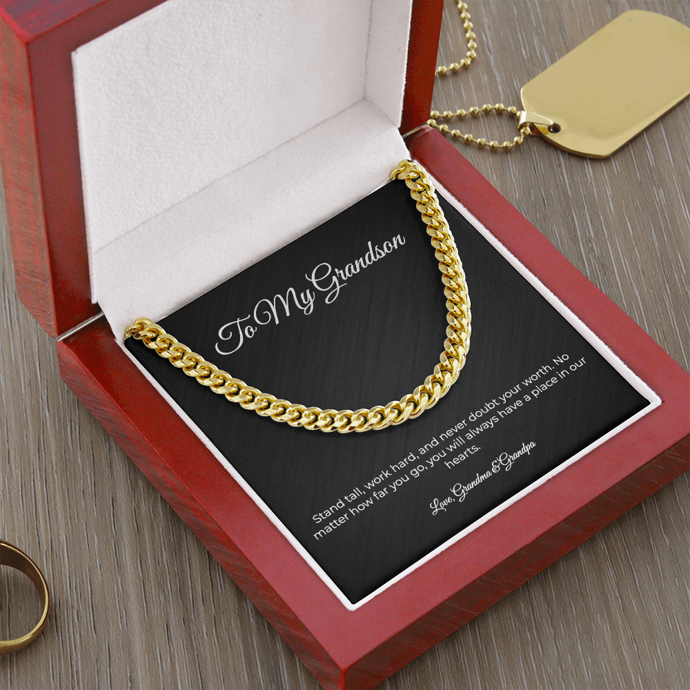 To My Grandson | Cuban Link Chain - A Gift From Grandma & Grandpa