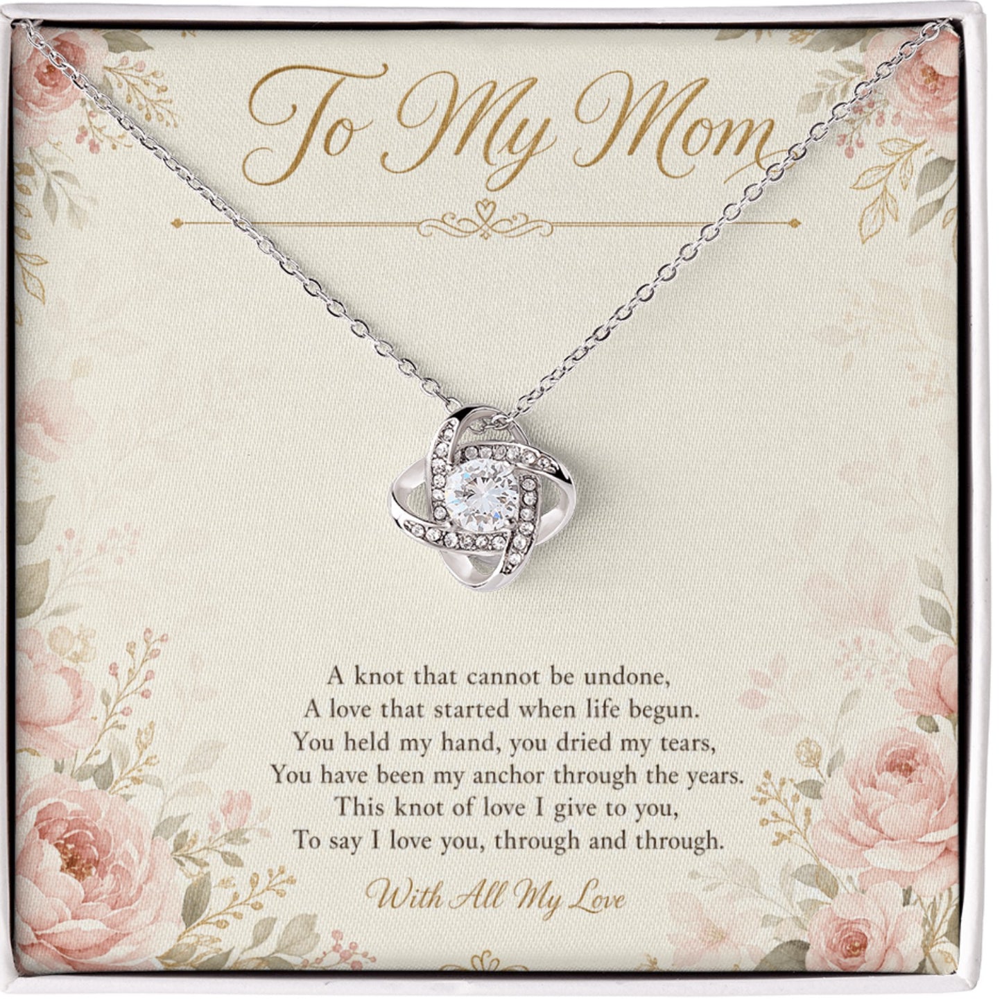 To My Mom Love Knot Necklace - Gift Box