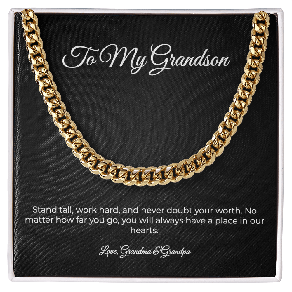 To My Grandson | Cuban Link Chain - A Gift From Grandma & Grandpa