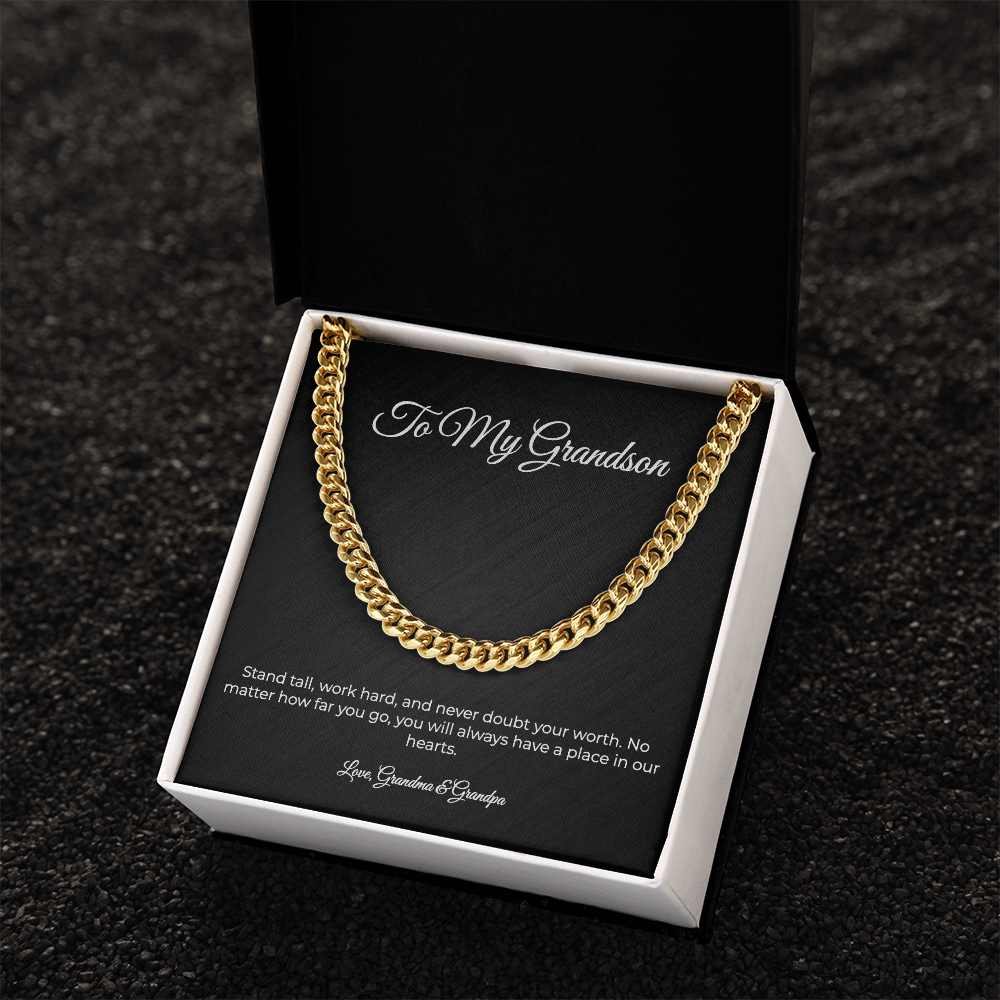 To My Grandson | Cuban Link Chain - A Gift From Grandma & Grandpa