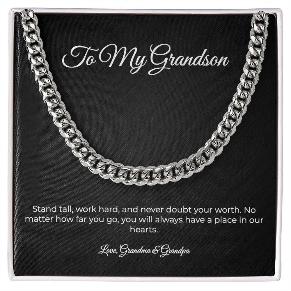 To My Grandson | Cuban Link Chain - A Gift From Grandma & Grandpa