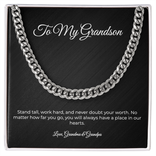 To My Grandson | Cuban Link Chain - A Gift From Grandma & Grandpa