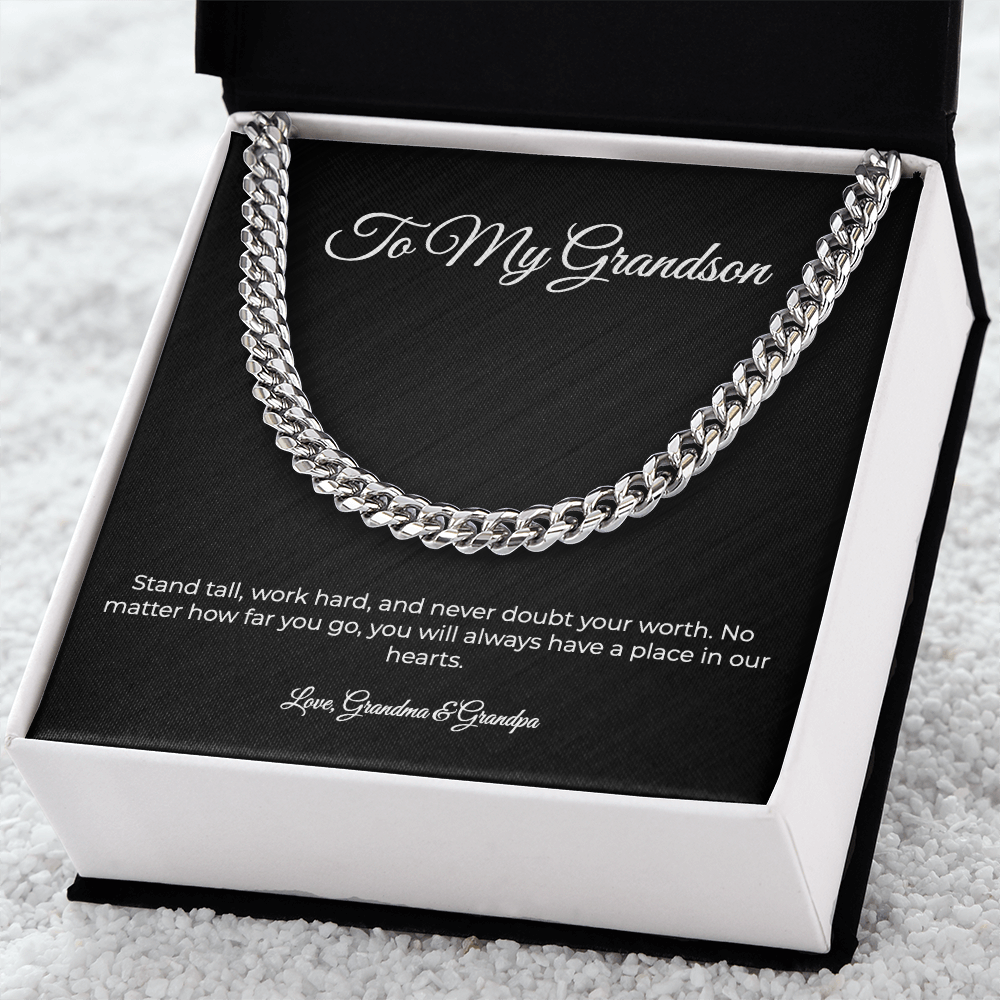 To My Grandson | Cuban Link Chain - A Gift From Grandma & Grandpa