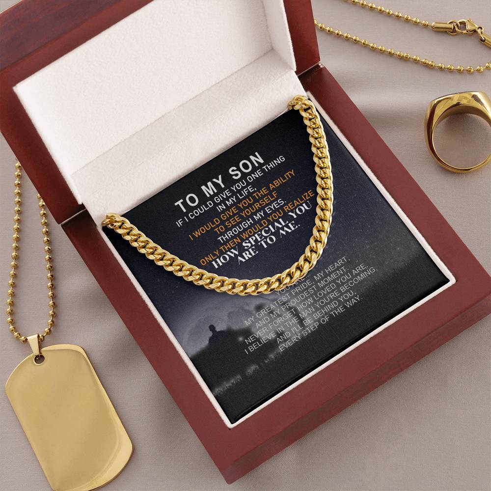 To My Son Cuban link chain in gift box