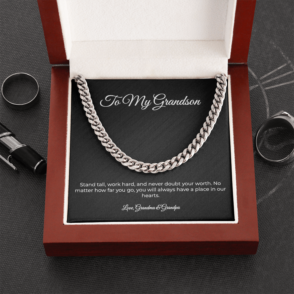 To My Grandson | Cuban Link Chain - A Gift From Grandma & Grandpa