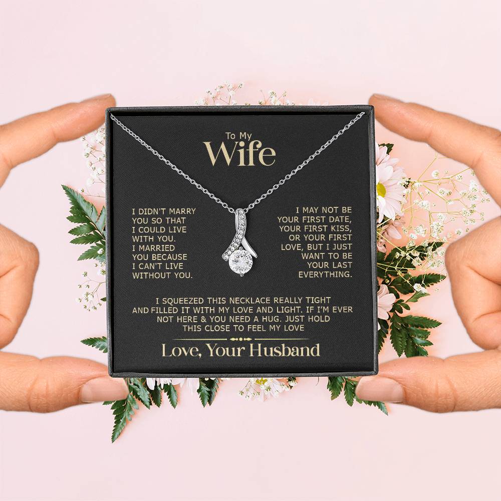 Gift for Wife "I Can't Live Without You" Gold Necklace