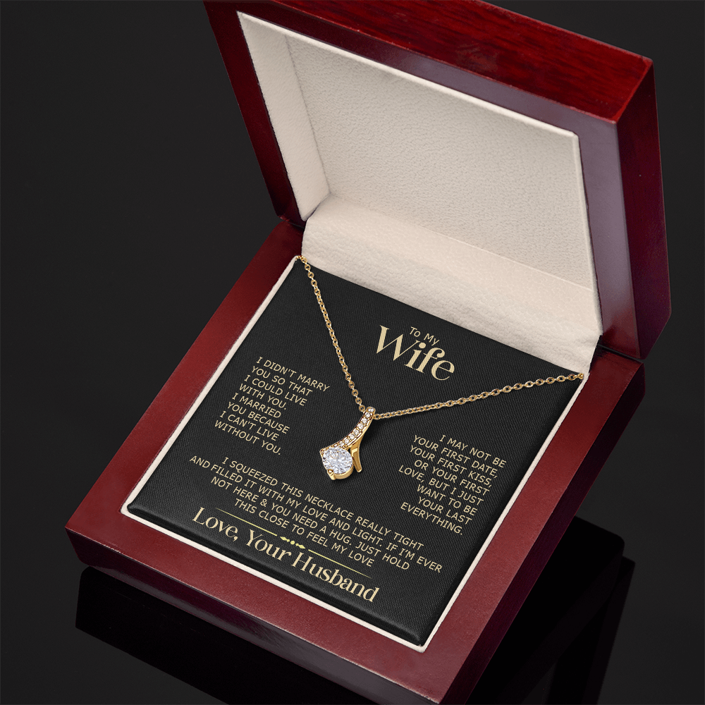 Gift for Wife "I Can't Live Without You" Gold Necklace