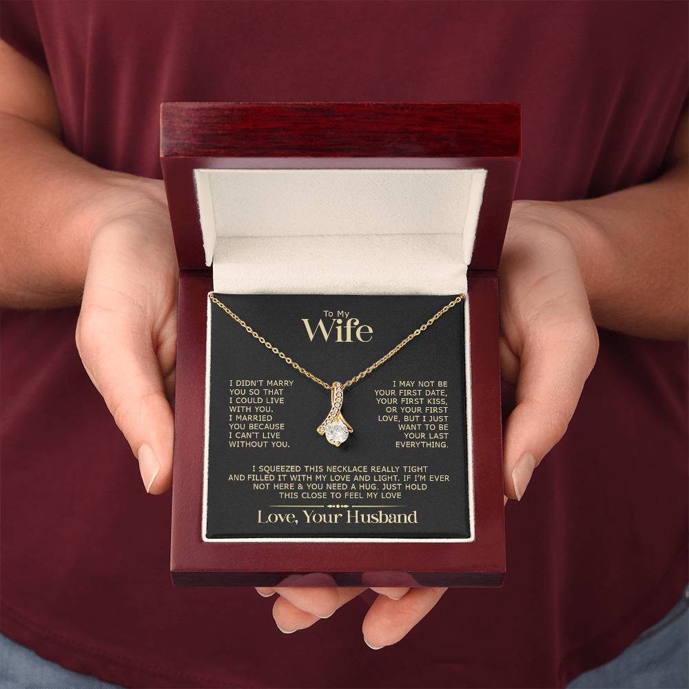 Gift for Wife "I Can't Live Without You" Gold Necklace