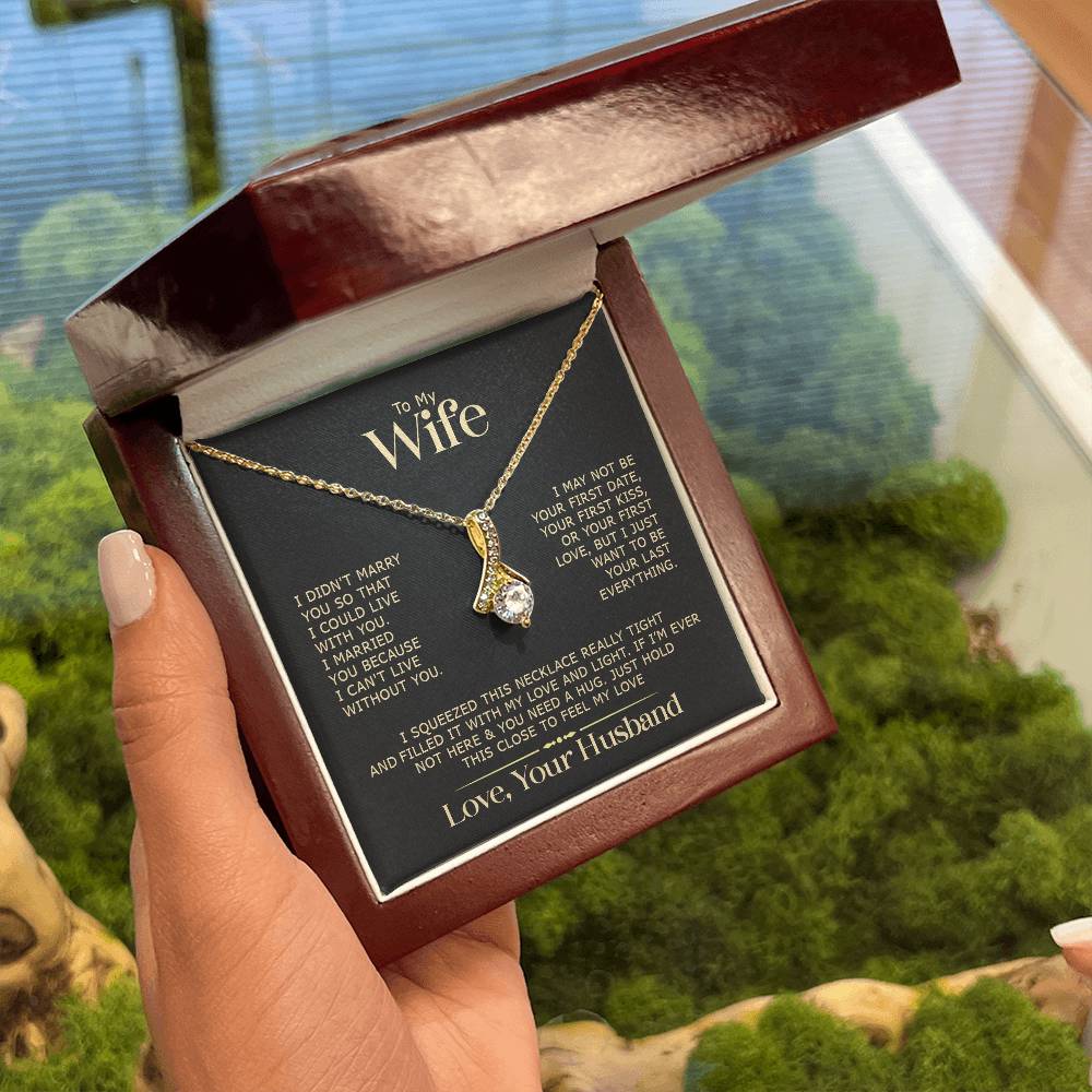Gift for Wife "I Can't Live Without You" Gold Necklace