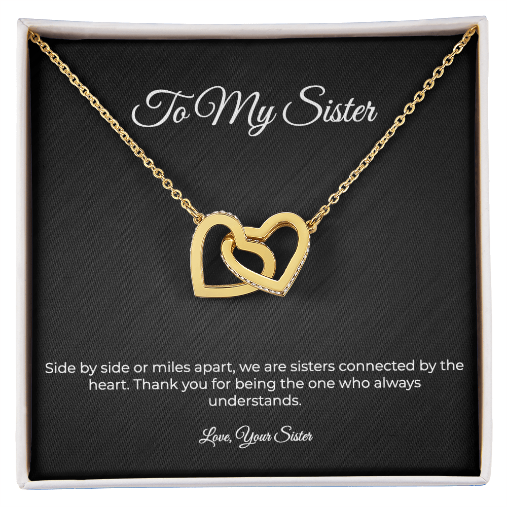 To My Sister | Interlocking Hearts Necklace - Connected By The Heart