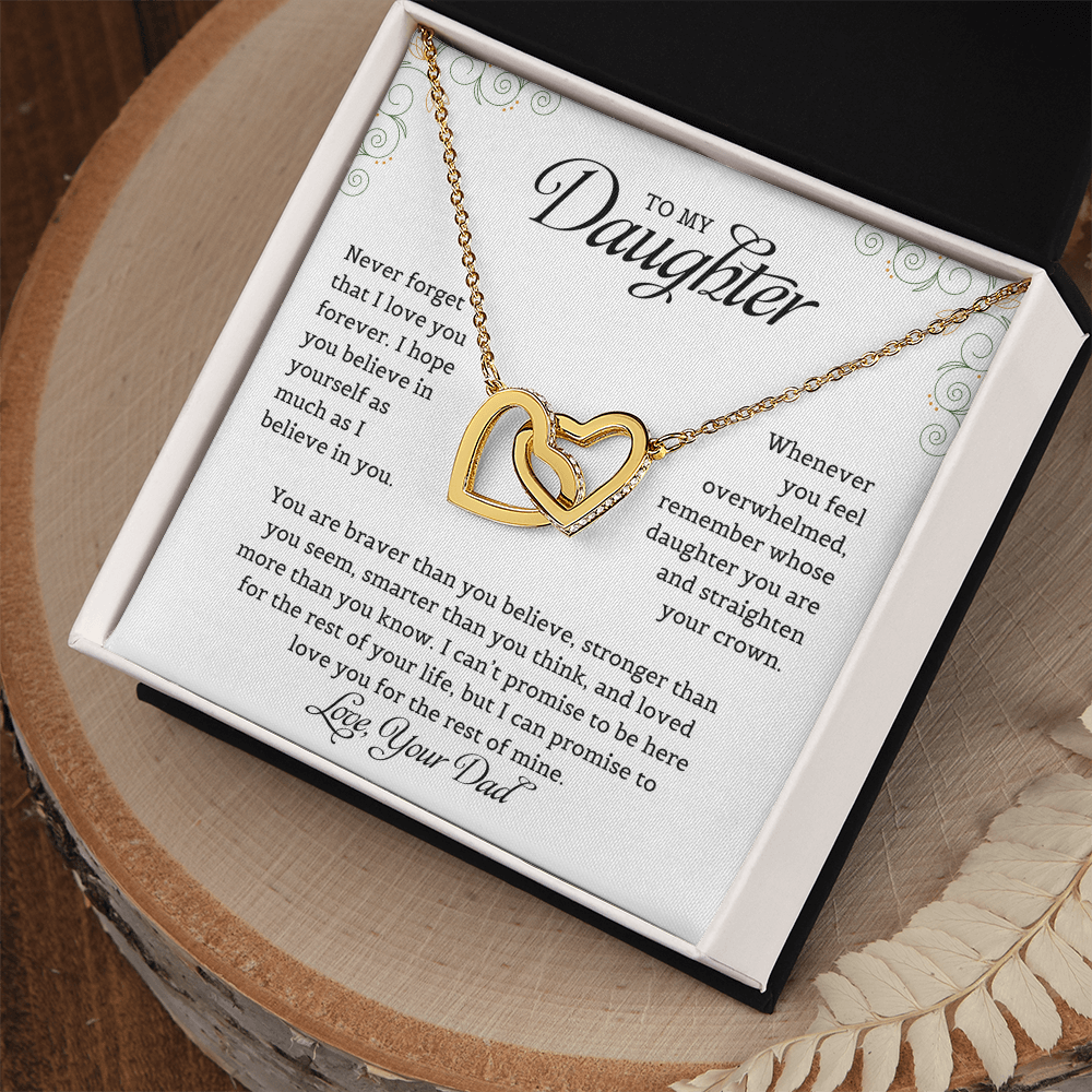 To My Daughter Interlocking Hearts Necklace A Gift From Dad