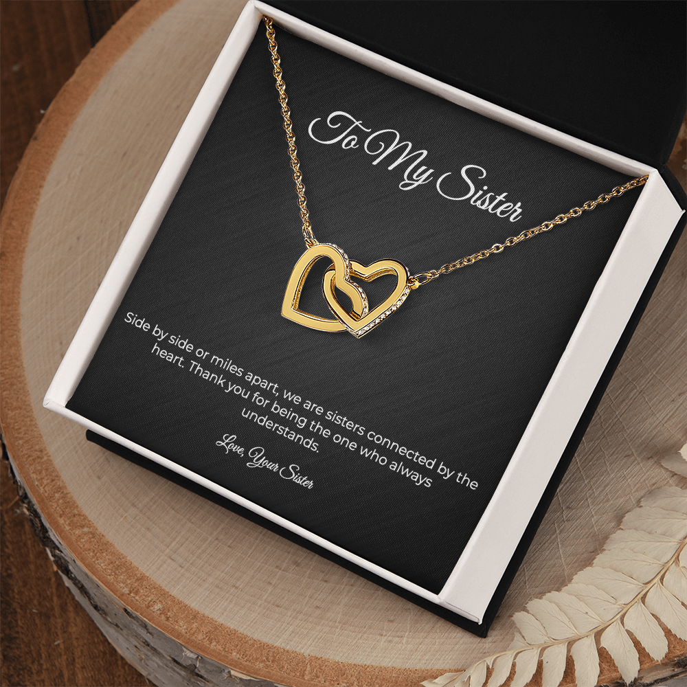 To My Sister | Interlocking Hearts Necklace - Connected By The Heart
