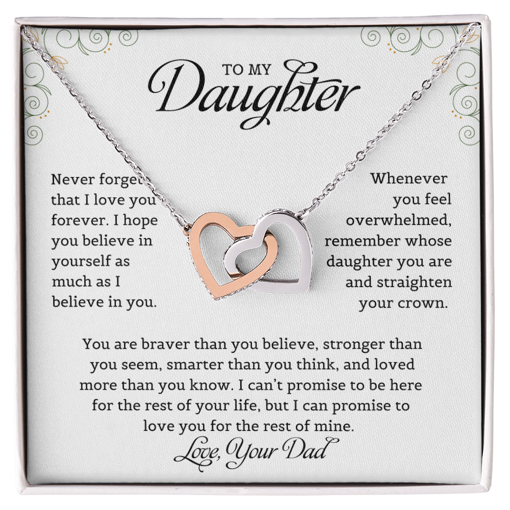 To My Daughter Interlocking Hearts Necklace A Gift From Dad