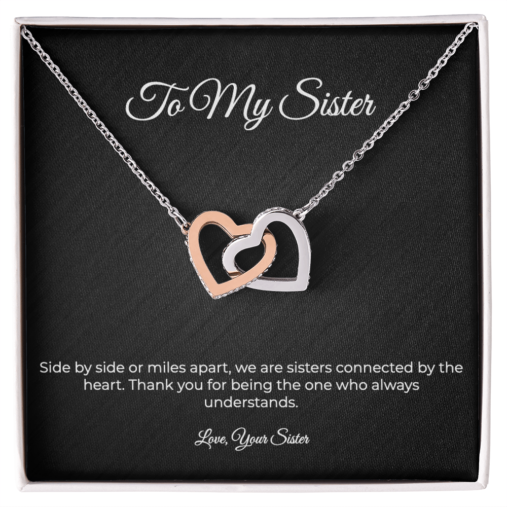 To My Sister | Interlocking Hearts Necklace - Connected By The Heart