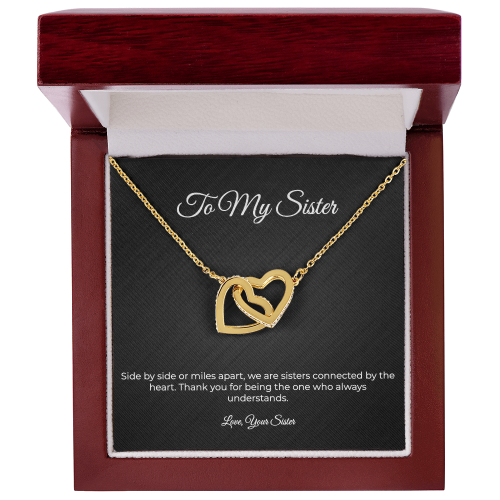 To My Sister | Interlocking Hearts Necklace - Connected By The Heart