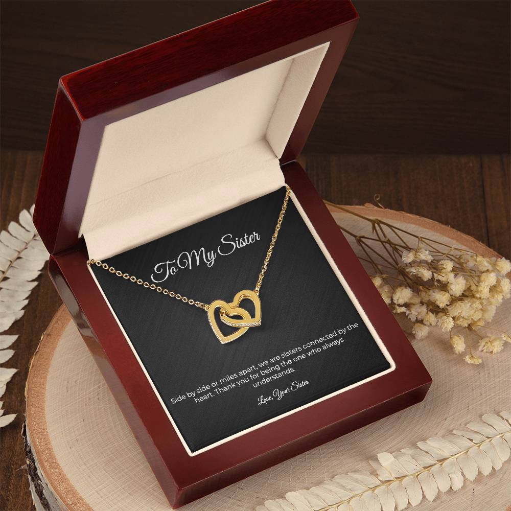 To My Sister | Interlocking Hearts Necklace - Connected By The Heart