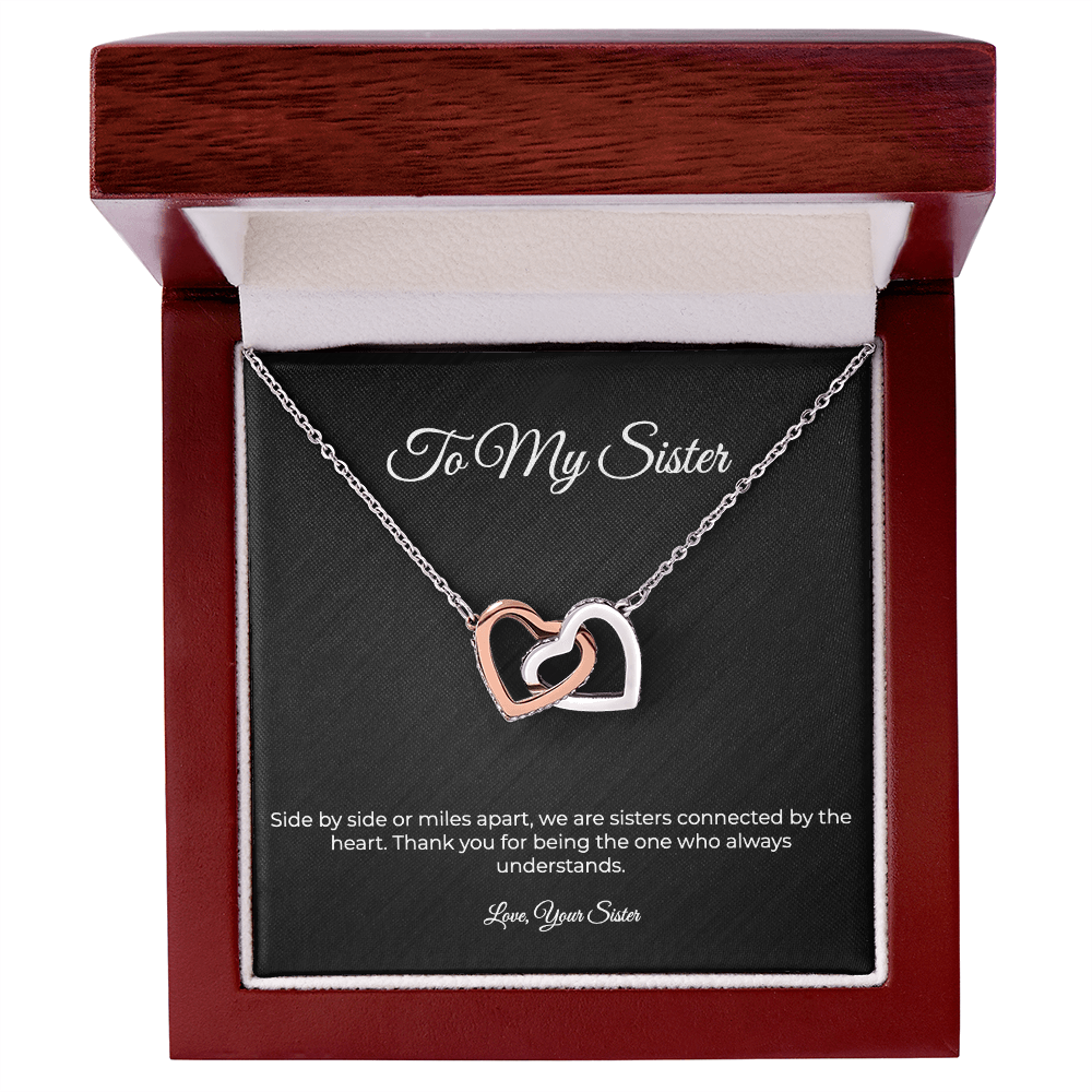 To My Sister | Interlocking Hearts Necklace - Connected By The Heart