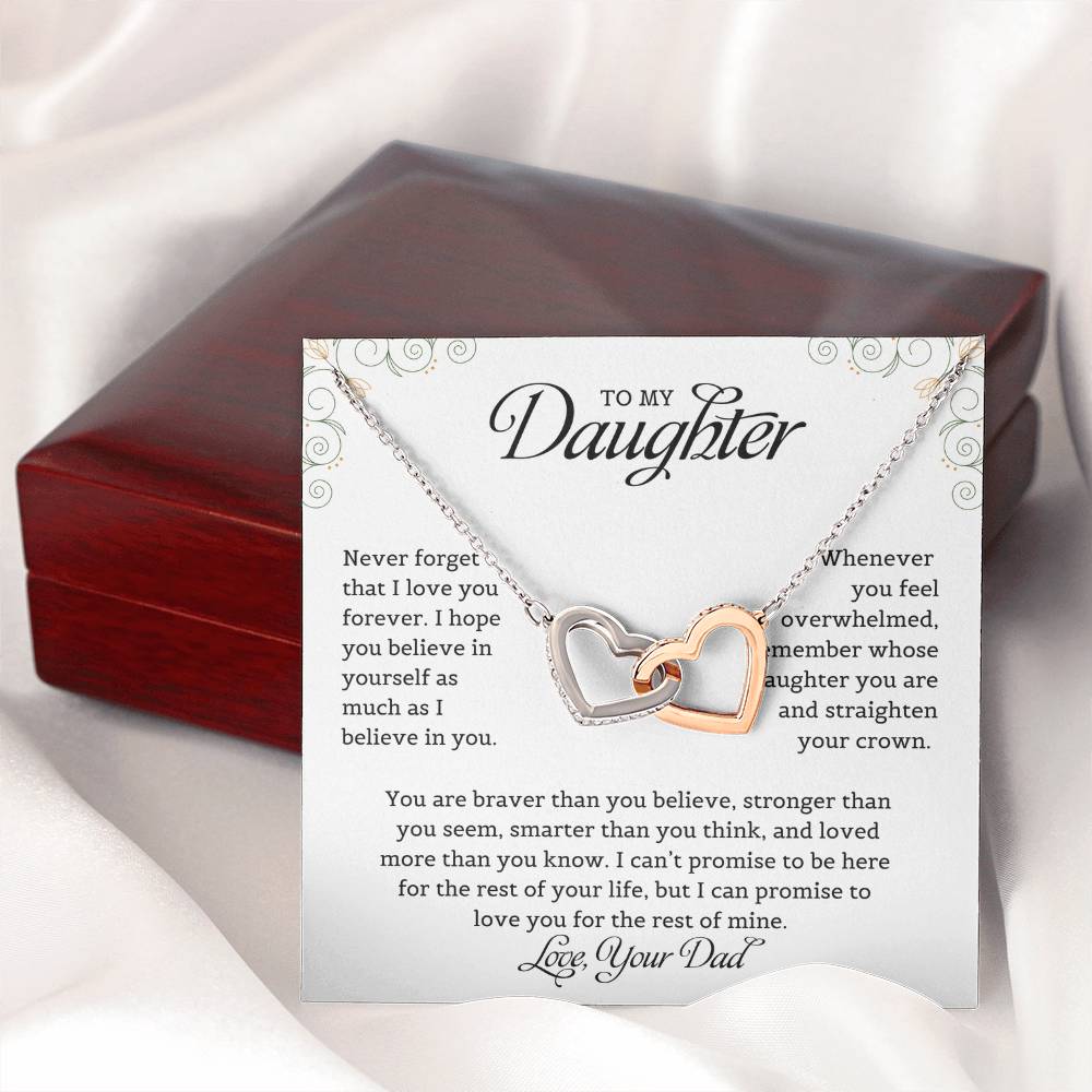 To My Daughter Interlocking Hearts Necklace A Gift From Dad
