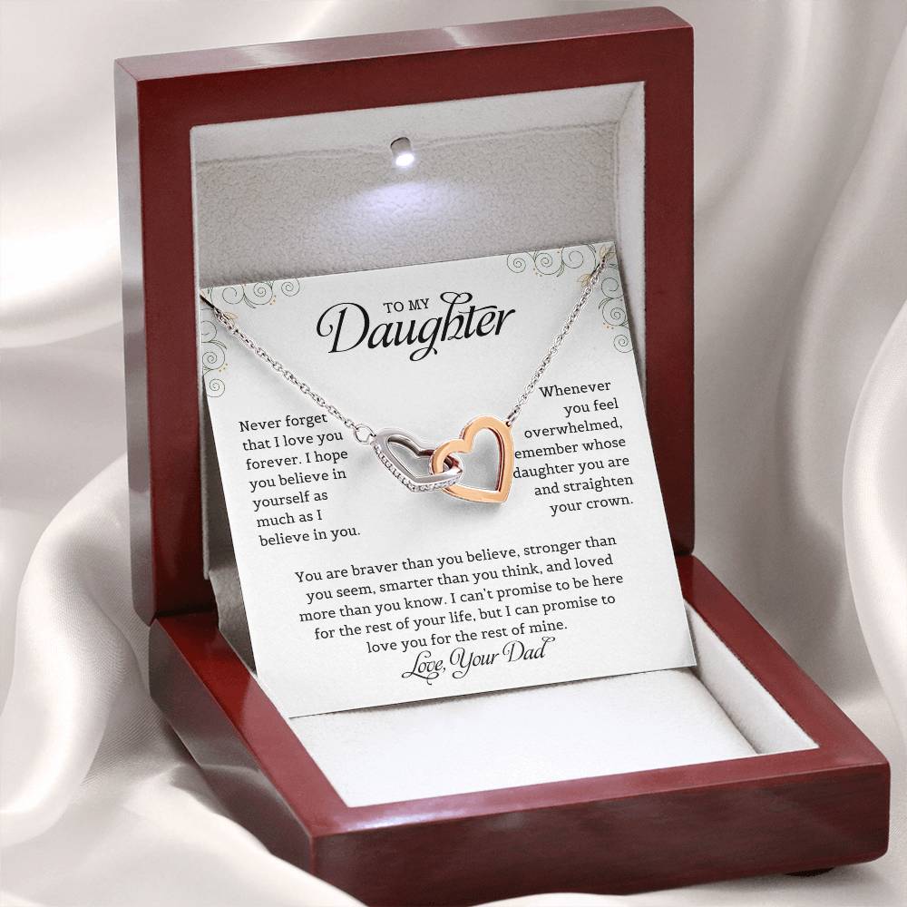 To My Daughter Interlocking Hearts Necklace A Gift From Dad