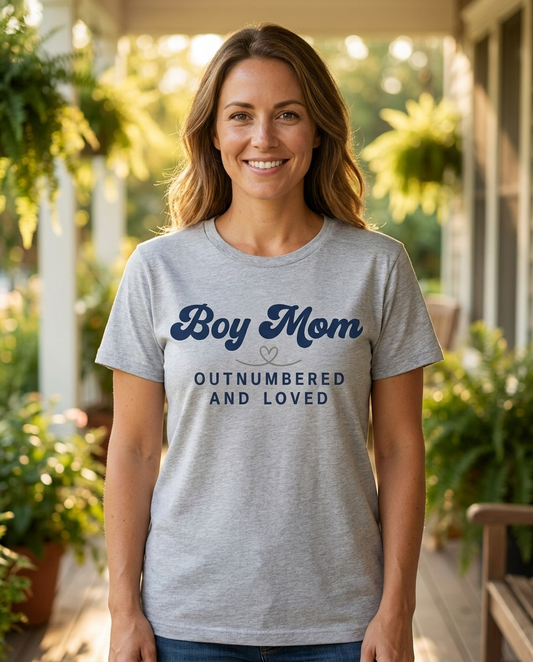 Boy Mom | Outnumbered And Loved T-Shirt